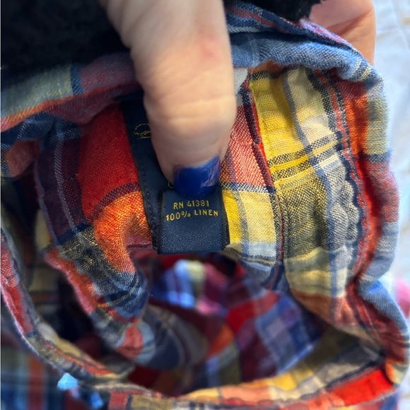 Polo Ralph Lauren Big & Tall plaid 100% LINEN Short Sleeve Button Shirt 2XLT - Picture 4 of 4